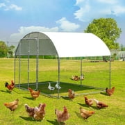 TPHORK Large Metal Chicken Coop,Outdoor Walk in Poultry Habitat Supplies Chicken Cage with Cover, Chicken Run for Backyard Farm(6.6' L x 9.8' W x 7' H)