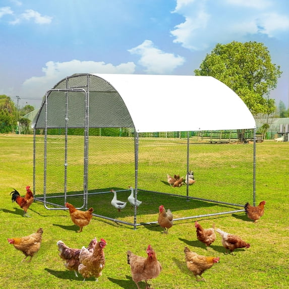 TPHORK Metal Chicken Coop,Chicken Run,Walk-in Poultry Cage with Cover(9.8'L x 6.6'W x 6.6'H)