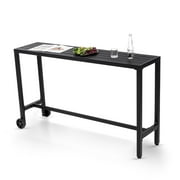 TPHORK Outdoor Bar Table,63 Inch Black Patio Bar Height Counter Table,Console Table with Weather Resistant, Waterproof Slatted Top for Balcony, Yard, Garden, Pool, Indoor or Outdoor Use