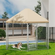 TPHORK Outdoor Dog Kennel with Roof, Large Dog Kennel with Dog Bowls, Outside Dog House Pen Enclosure with Secure Lock (9.2 x 8 x 7.7 FT)