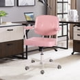 thumbnail image 1 of TPHORK Retro PU Leather Office Chair,Mid Back Swivel Task Chair with Wheels and Arms,Height and Backrest Adjustable Home Office Desk Computer Chair,Pink, 1 of 8
