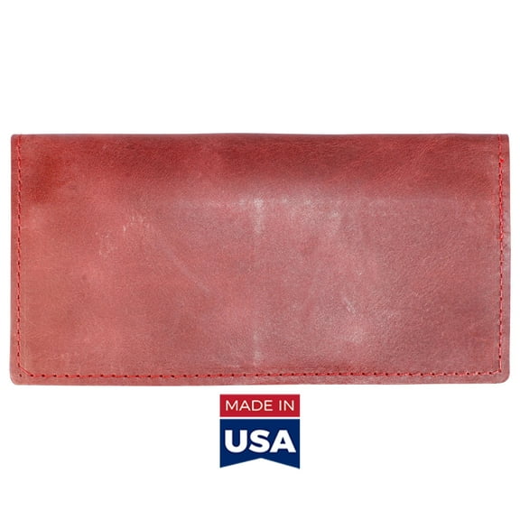 TPK Checkbook Holder Burgundy Red, Full Grain Leather