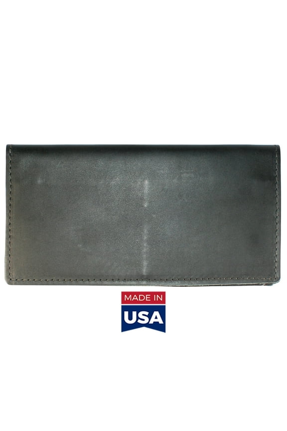 TPK Checkbook Holder - Ebony Black, Premium Full Grain Leather