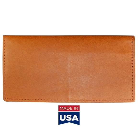 TPK Checkbook Holder English Tan, Premium Full Grain Leather
