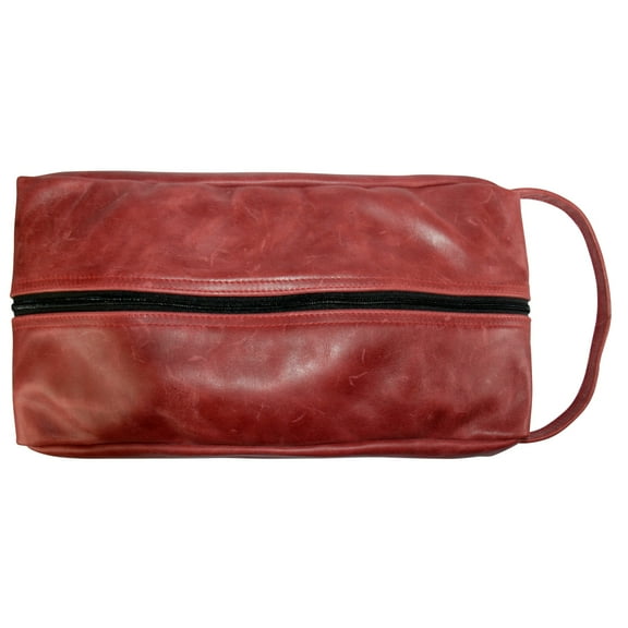 TPK Full Grain Leather Shoe Bag, Burgundy Red