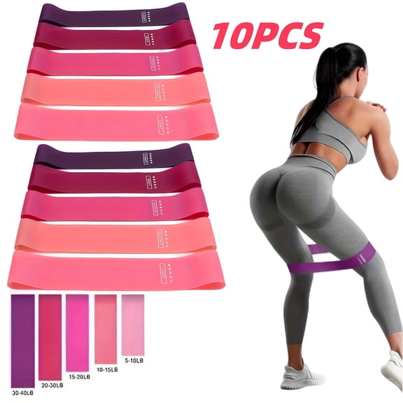TPKJAM 10-Pc TPE Resistance Bands Set for Women, Stackable for Full Body Workouts, Yoga, Pilates & Strength Training