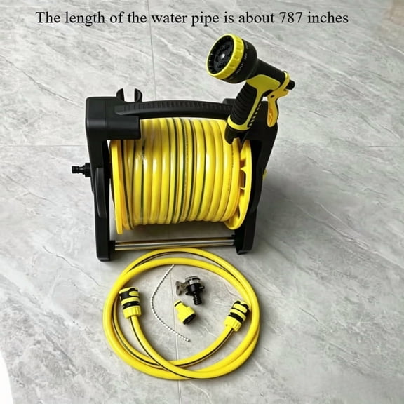 TPKJAM Auto Retract Garden Hose Reel with Spray Nozzle - Wall Mount, No Assembly, Car Wash & Watering Kit