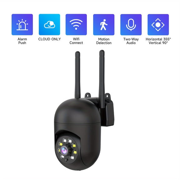 TPKJAM Indoor/Outdoor Security Camera, Motion Detection, Two-Way Audio, Cloud Storage, Alexa Compatible
