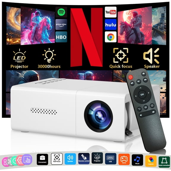TPKJAM Portable Mini Projector for Home Theater, Screen Mirroring, USB & TV Stick Support