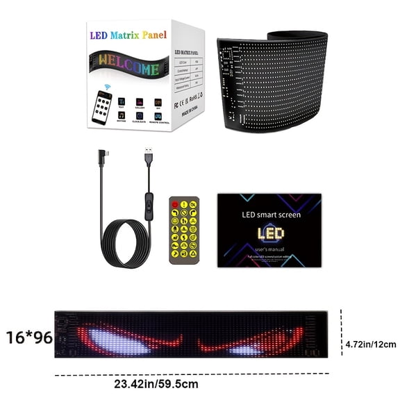TPKJAM Programmable LED Car Window Sign w/ App & Remote Control, USB Powered Scrolling Text Display for Trucks, SUVs, Business