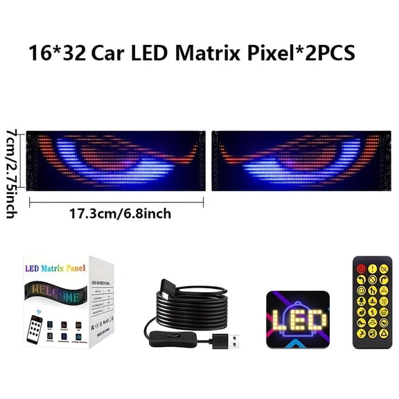 TPKJAM Programmable LED Car Window Sign w/ App & Remote Control, USB Powered Scrolling Text Display for Trucks, SUVs, Business