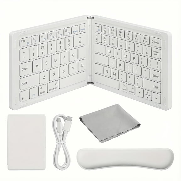 TPKJAM Ultra-Thin Foldable Wireless Keyboard, Type-C, Silent, Portable for Tablet/PC, iOS/Android/Windows