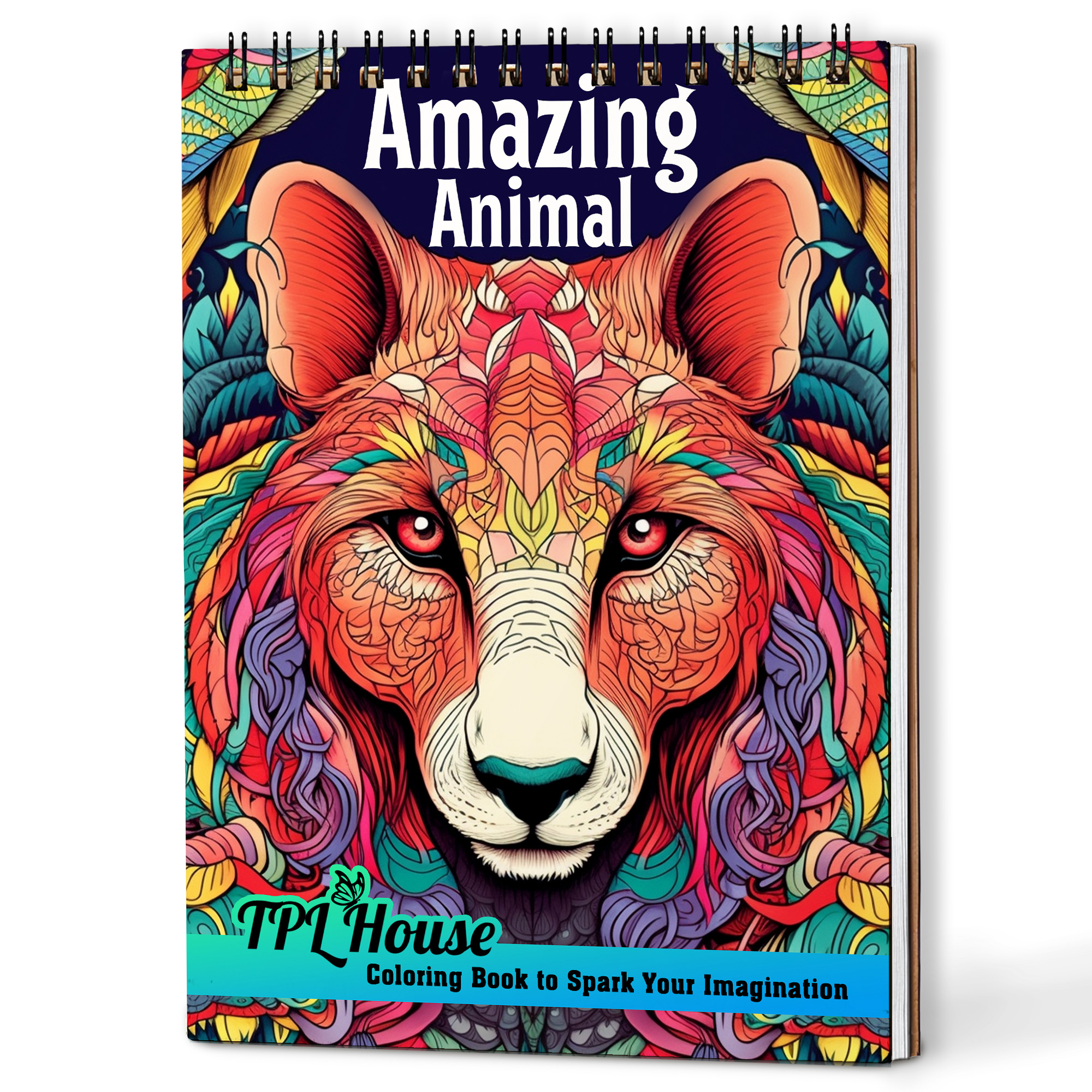 TPLHOUSE Amazing Animal Coloring Book Spiral Bound for Adults, A5 ...