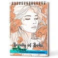 thumbnail image 1 of TPLHOUSE Beauty of Boho Coloring Book Spiral Bound for Women Adults, A5 Wooden Cover, 30 Amazing Bohomian Woman Coloring Pages for Stress Relief and Relaxation, 1 of 6