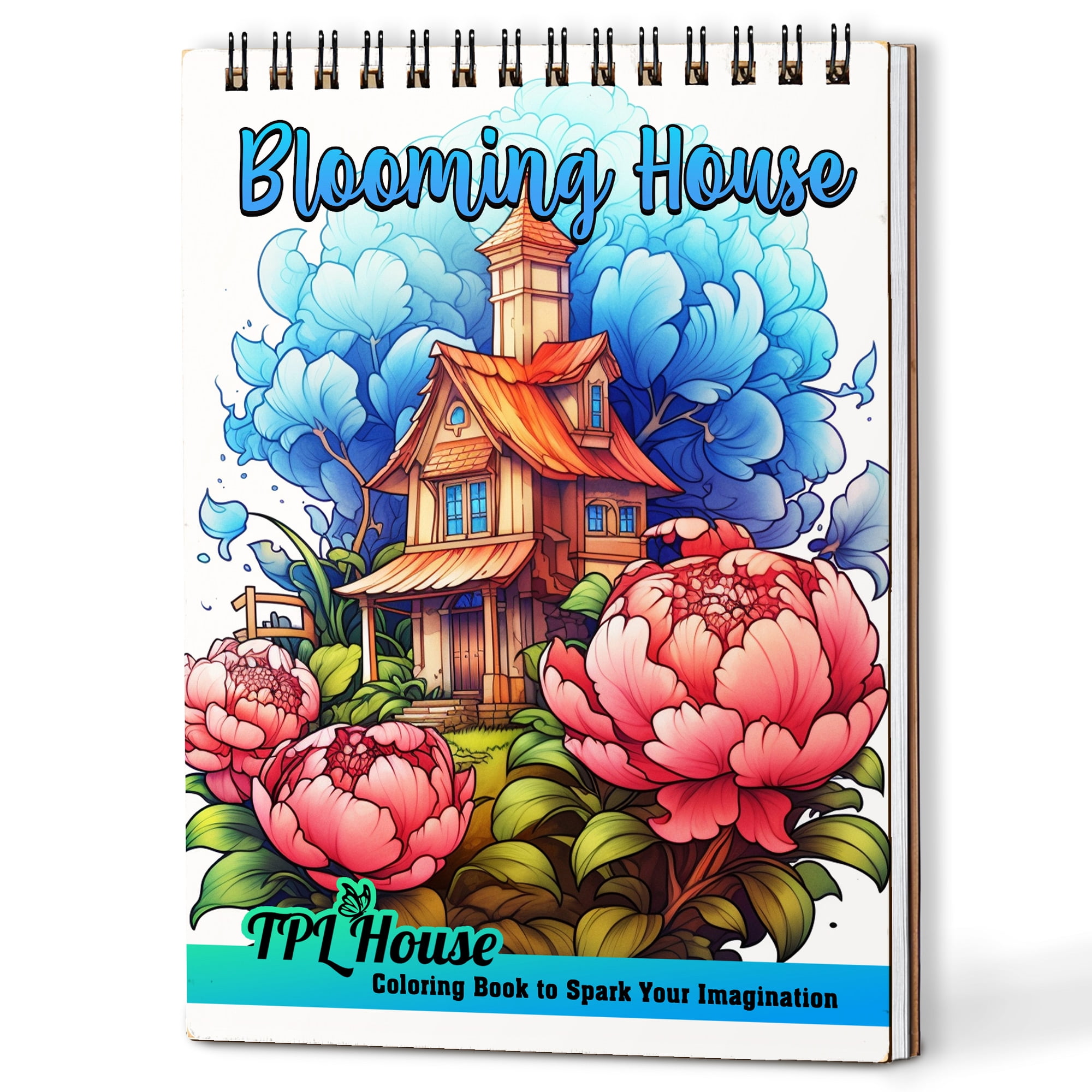 TPLHOUSE Blooming House Coloring Book Spiral Bound for Adults, A5 ...