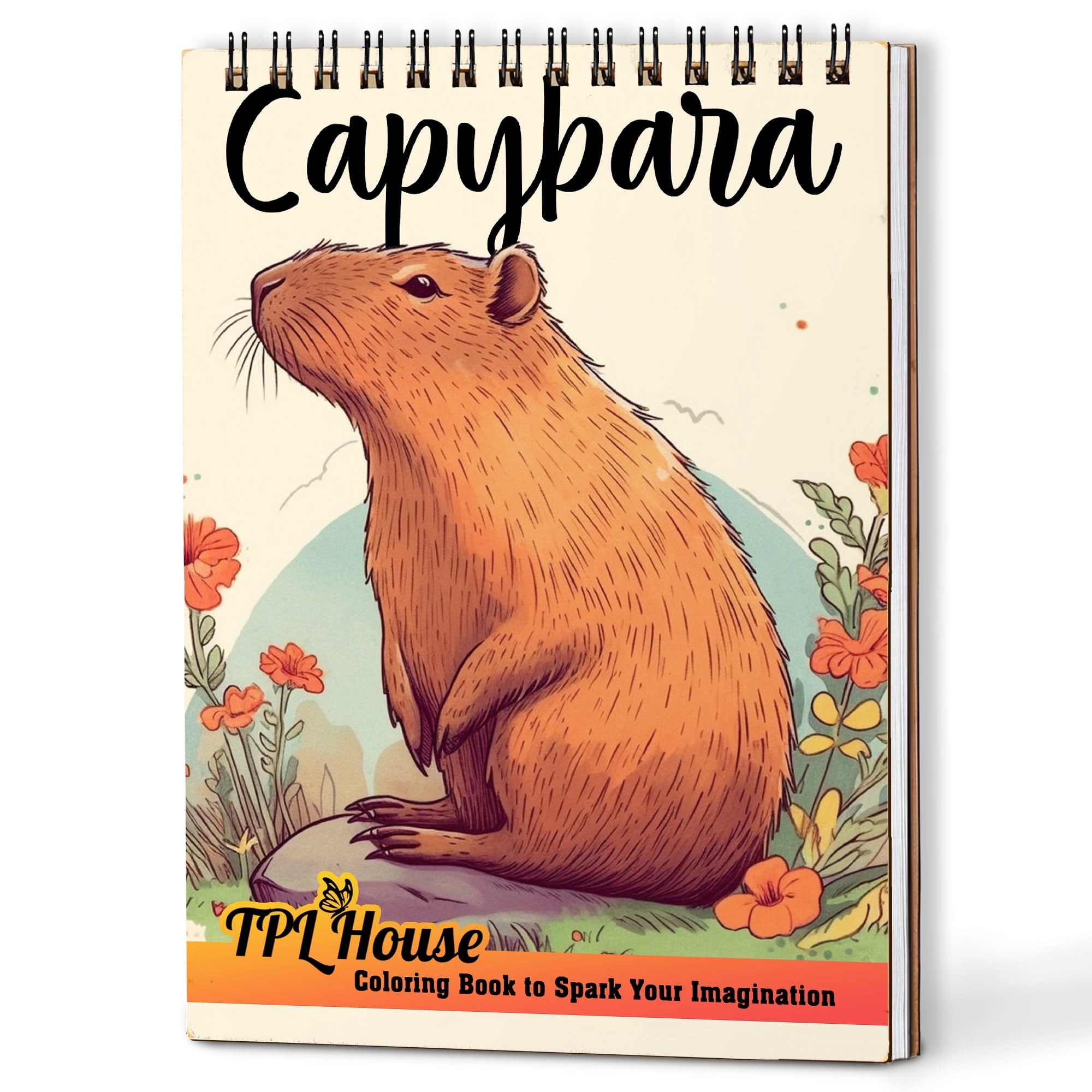 TPLHOUSE Capybara Coloring Book Spiral Bound for Adults, A5 Wooden ...