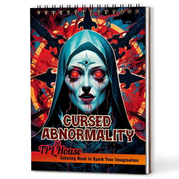 TPLHOUSE Cursed Abnormality Coloring Book Spiral Bound for Adults, A5 Wooden Cover, 30 Sinister Scenes Coloring Pages of Abnormality Horror for Stress Relief and Relaxation