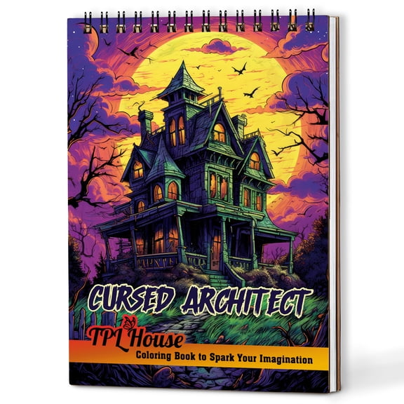 TPLHOUSE Cursed Architect Coloring Book Spiral Bound for Adults, A5 Wooden Cover, 30 Delightful Coloring Pages of Mysterious Atmosphere for Stress Relief and Relaxation