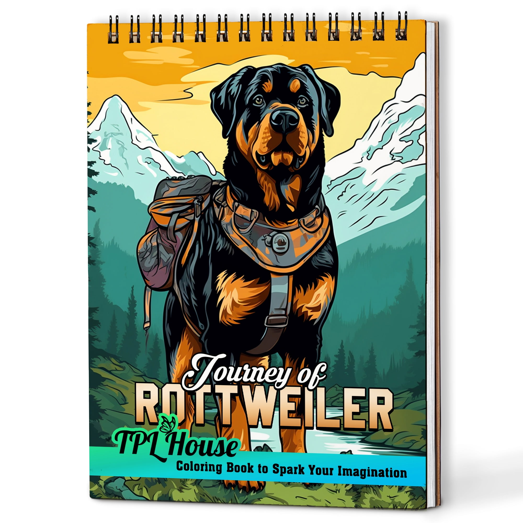 TPLHOUSE Journey of Rottweiler Coloring Book Spiral Bound for Adults ...