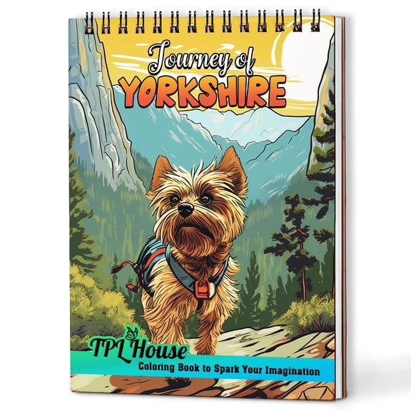 TPLHOUSE Journey of Yorkshire Coloring Book Spiral Bound for Adults, A5 Wooden Cover, 30 Exquisite Illustrations of Depicting Journey through History, Culture and Natural Beauty for Relaxation