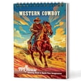 thumbnail image 1 of TPLHOUSE Western Cowboy Coloring Book Spiral Bound for Boys and Adults, A5 Wooden Cover, 30 Wild West Scene Coloring Pages of Cowboy Adventures for Stress Relief and Relaxation, 1 of 6