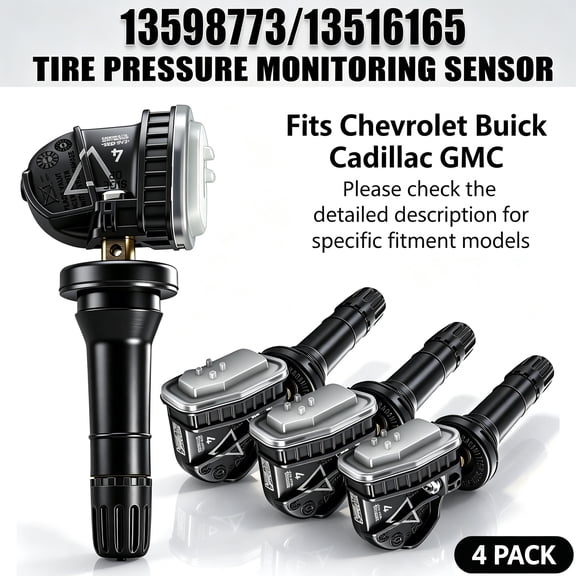 TPMS Sensor for Buick/Chevrolet/Cadillac/GMC, Pre-Programmed TPS Tire Pressure Sensors, 433 MHz Tire Pressure Monitoring System Sensor, Replaces 13598773 13516165 13593957 13598787, 4PC