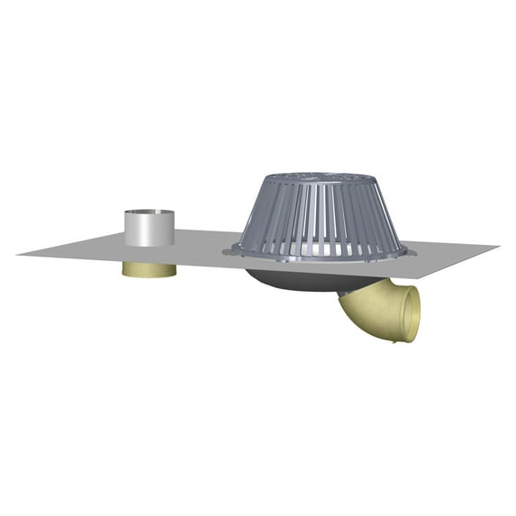 TPO Clad Stainless Steel Side Outlet Roof Drain with Overflow