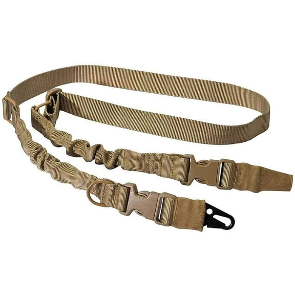 TPO Two Points Rifle Sling Hunting Gun Sling with Length Adjuster Traditional Sling with Metal Hook for Outdoors Tan