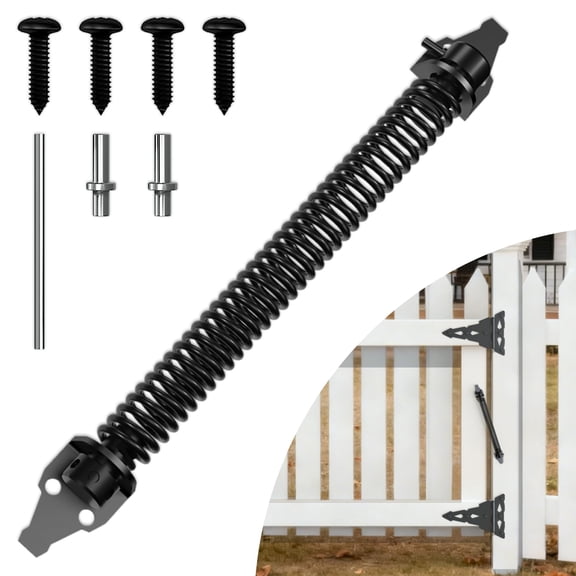 TPPENG 14 Inch Heavy-Duty Self-Closing Gate Spring, Adjustable Tension Automatic Outdoor Gate Closer, Black 1 Pack