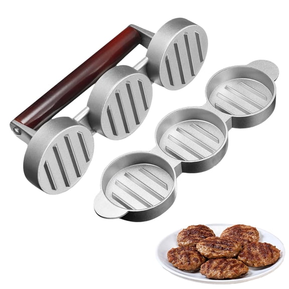 TPPENG 3 In 1 Non Stick Mini Burger Press, Easy Release Patty Maker for BBQ Picnic Camping Daily Cooking, Gray Single Pack