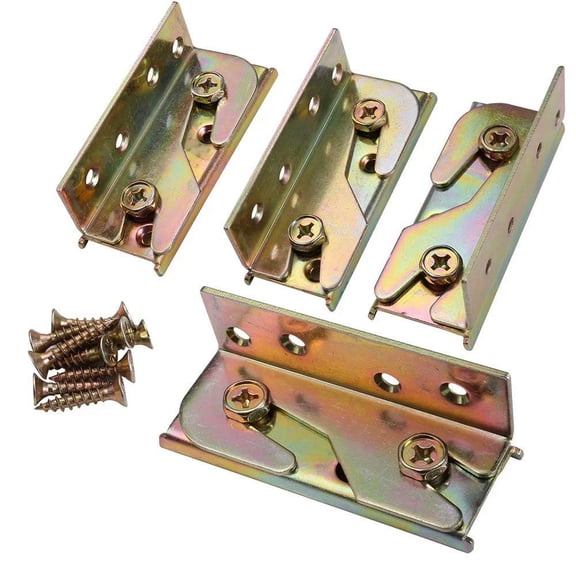 TPPENG Heavy Duty No-Mortise Bed Rail Brackets 4 Sets With Screws, Wooden Bed Frame Connector For Headboard Footboard Fixing