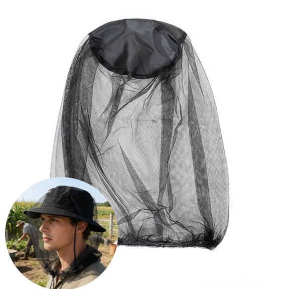 TPPENG Mosquito Head Net, Extra Fine Mesh Bug Fly Protection Cover, 6 Pack Fit All Hats For Camping Fishing Gardening Safari, Black