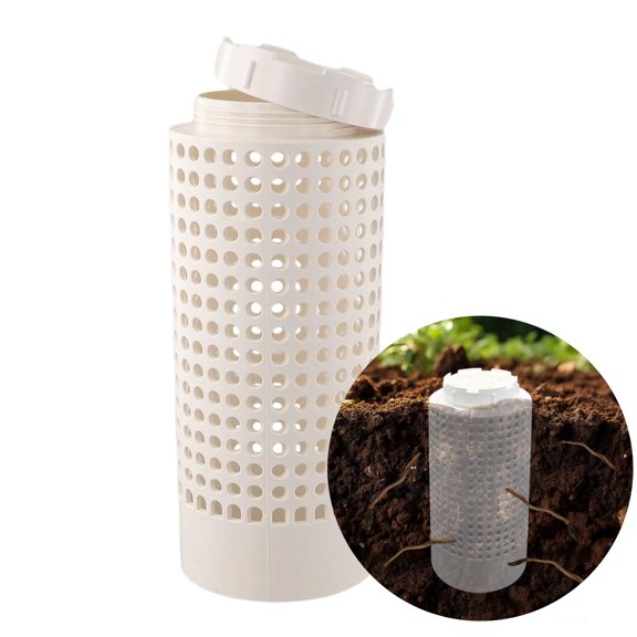 TPPENG Outdoor Mini Vermicomposting Worm Farm Bin, Breathable Compost Container with Lid & Holes for Kitchen Waste, White, 2PCS