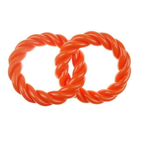PetPalace Dog Tug Toy TPR 2 Rings - Durable Chew Toy - 2 Piece, Orange