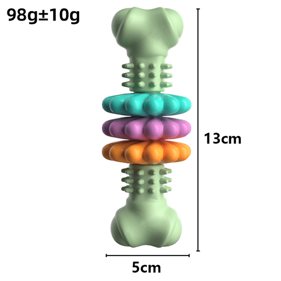 TPR Bone Shaped Dog Chew Toy, Puppy Teething Molar with Succulent Slices, Interactive Teeth Cleaning Pet Plaything for Small Dogs 20-50 lbs, 5.12 x 1.97 x 1.97 in, 3.46 oz, Random Petal Colors