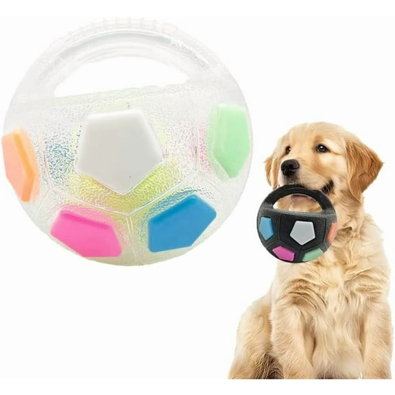 TPR Dog Soccer Ball, Animal Dog Soccer Ball Durable TPR,Comes with Handles, Interactive and Fun Gameplay, Waterproof, Makes A Squeaking Sound.