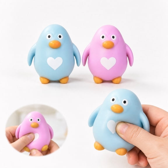 TPR Penguin Squishy Toy, Cute Stress Relief Ball for Anxiety, Slow Rebound Squeeze Fidget for Kids Adults Office Desk, Soft Elastic Decompression Gift Random Color