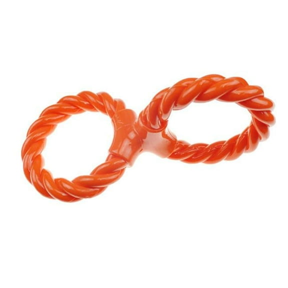 TPR & Rope Double Ring Twist Tug Toy, Orange