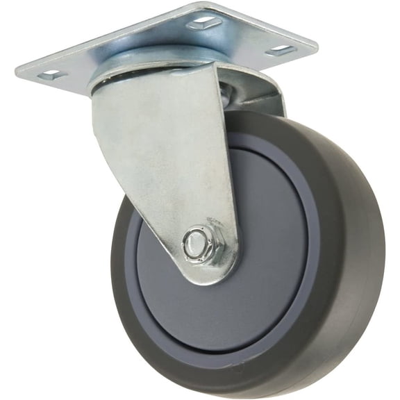 TPR Rubber Caster Wheel with Swiveling Top Plate - 4-Inch - 250 lb. Load Capacity - Non-Marking for Use in Hospitals, Food Service, & Other Institutional Applications