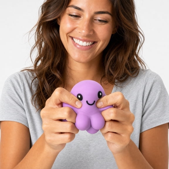 TPR Soft Rubber Octopus Squishy Stress Relief Toy 3.7 Inch, Novel Fidget Animal for Anxiety Calming Kids Adults Desk Gift
