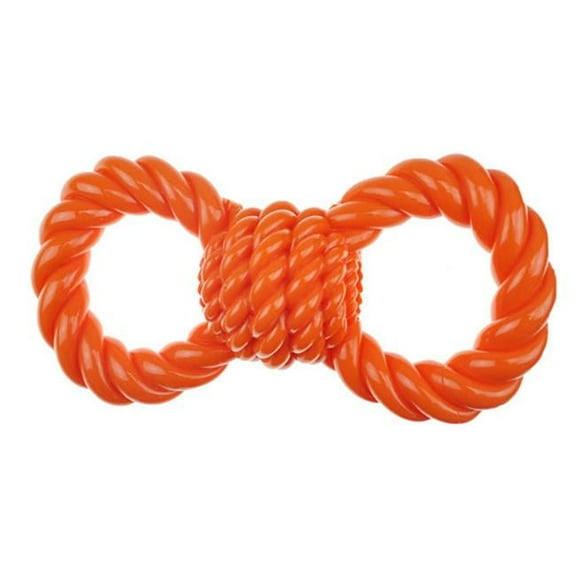PetPalace Tug Rope Dog Toy Figure 8 - Flexible Thermoplastic Rubber - Orange