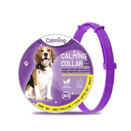 TPR Waterproof Adjustable Soothing Anxiety Relief Dog Cat Necklace Stress Reduction Pet Calming Collar 70CM DOG PURPLE
