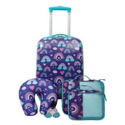 TPRC 5-Piece Kid's Hard-Side Luggage Set with 18" Spinner Rolling Carry-on- Rainbow