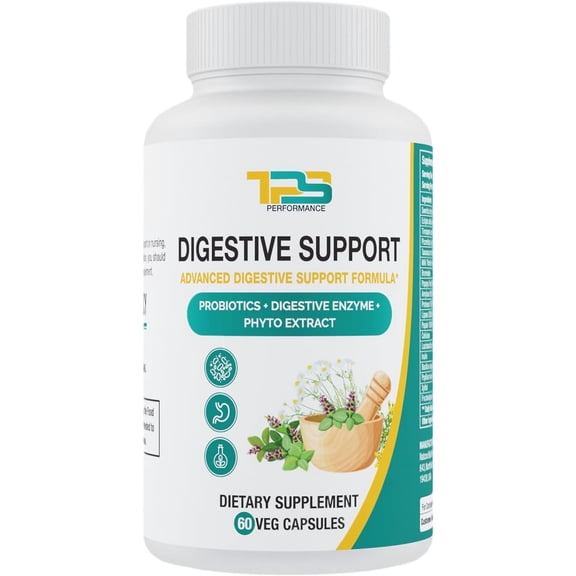 TPS Performance Digestive Support Capsules | Advance Digestive Supports Formula with Probiotics, Digestive Enzyme and Phyto Extract | Gut Health | 60 Veg Capsules
