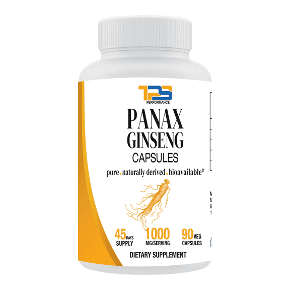 TPS Performance Panax Ginseng|Extra Strength|10% Ginsenosides|1000mg per serving|90 veg Capsules|45 days supply