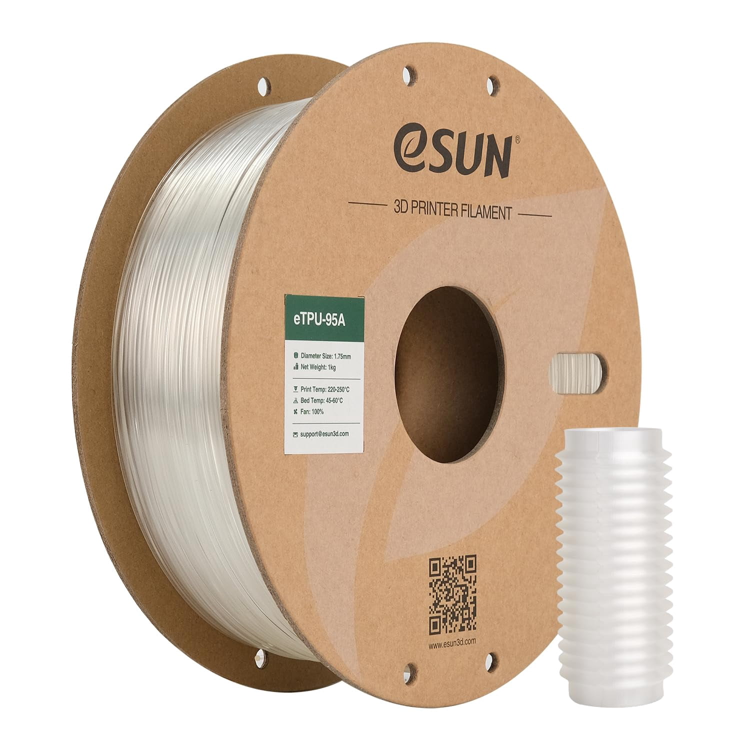 TPU 95A Filament 1.75mm, Flexible 3D Printer Filament TPU, Dimensional Accuracy +/- 0.05mm, 1KG Spool (2.2 LBS) 3D Printing Filament for 3D Printers, Natural
