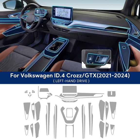 TPU Car Interior Coverage Sticker For VW Volkswagen ID.4 ID4 GTX CROZZ X PRO Trim Bright Repair Membrane Protective Film Styling.