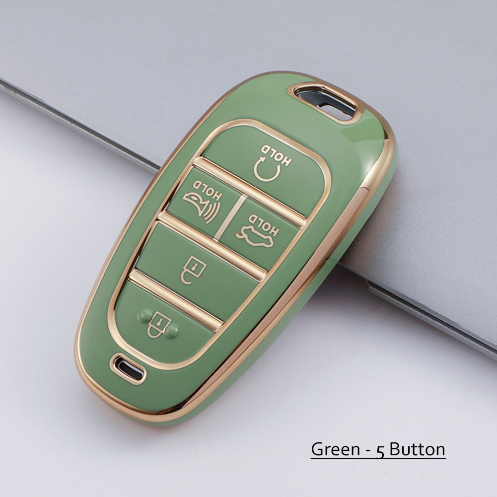 Portachiavi Rosa Hyundai Custodia Portachiavi Per Auto In Pelle A 4 Pulsanti Per Hyundai Tucson Solaris Sonata Hybrid NEXO NX4 Santafe Dn8 Portachiavi Per Auto Shell Protezione Chiave Telecomando
