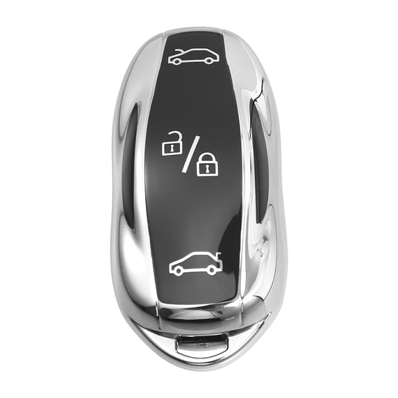 TPU Car Remote Key Fob Cover Fit for Model S 2012-2022 for Model 3 2017-2022 Silver Tone