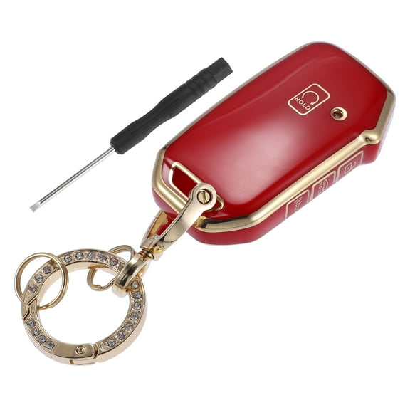 TPU Car Remote Key Fob Cover Shell Case Fit for Kia Soul 2019-2022 with Key Chain Red